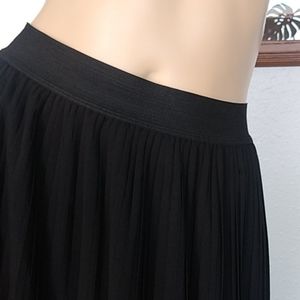 Black pleated maxi skirt semi sheer